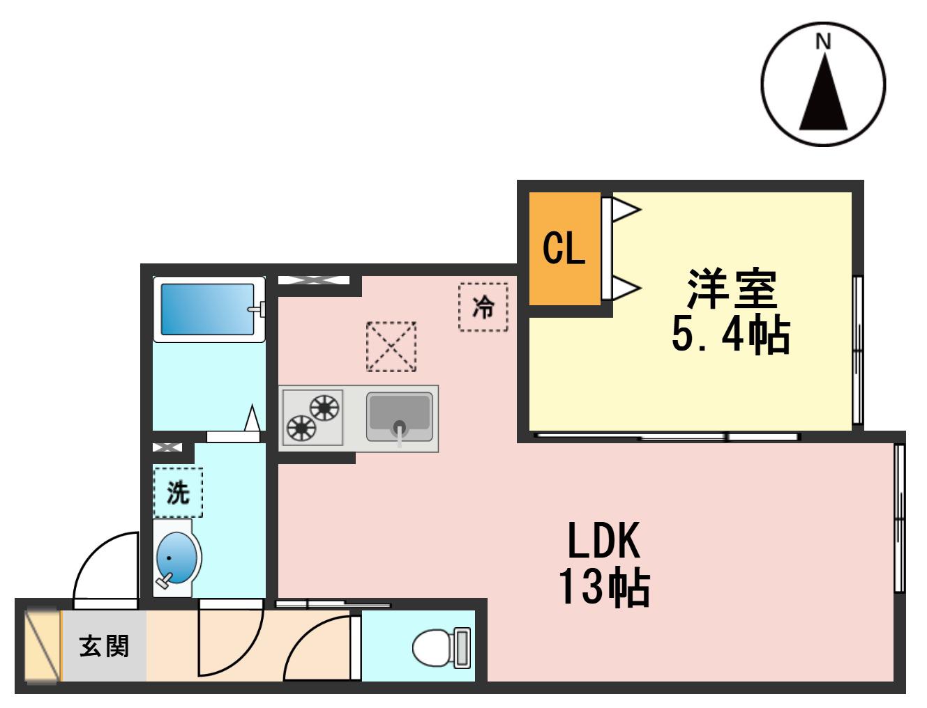 カーム カモミール(1LDK/1階)の間取り写真