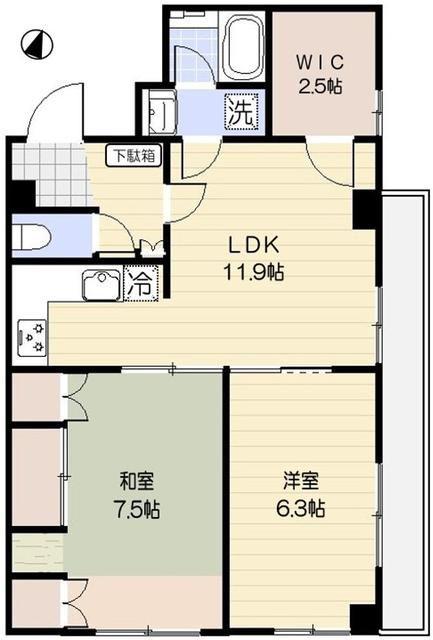 ベルウッド丸山(2LDK/5階)の間取り写真