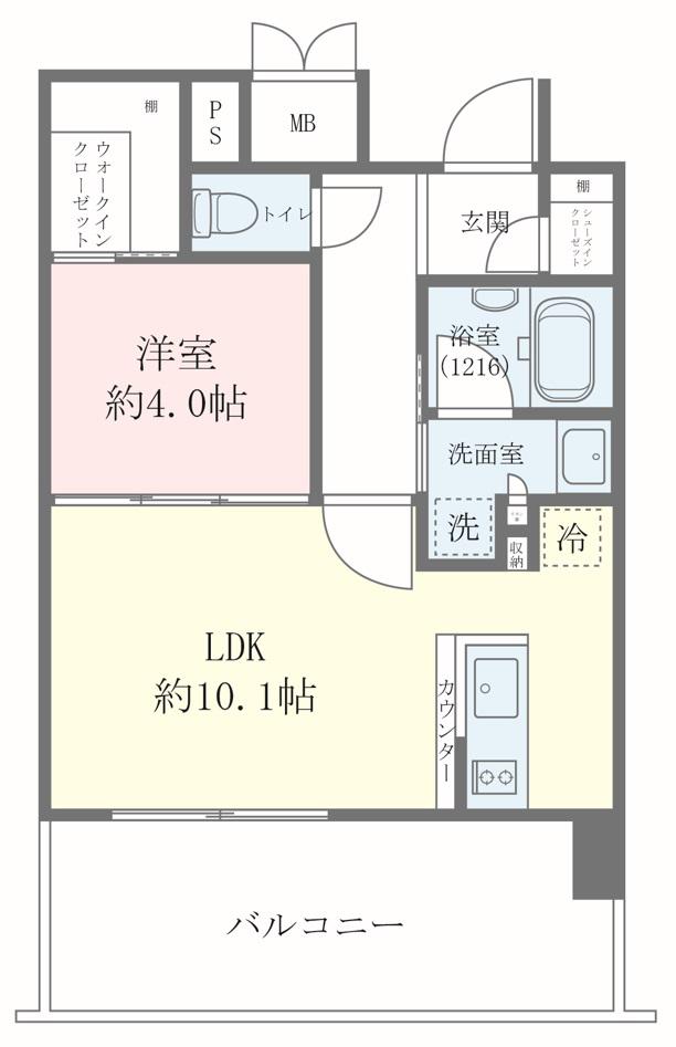 クレストコート靭公園 THE CLASS(1LDK/14階)の間取り写真