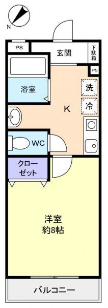 LAUREL(1K/3階)の間取り写真