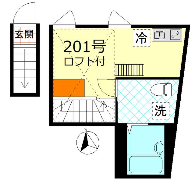 プリームス品川(ワンルーム/2階)の間取り写真