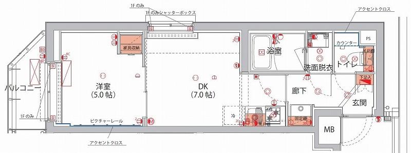 ハーモニーレジデンス神楽坂ヒルズTHIRD(1DK/4階)の間取り写真