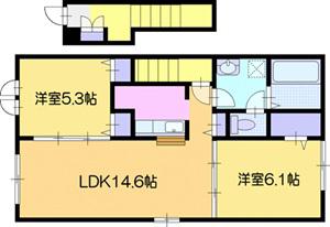 ドリーム江別I(2LDK/2階)の間取り写真