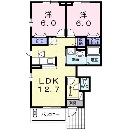 グリエラ3番館 守山市大門町(2LDK/1階)の間取り写真