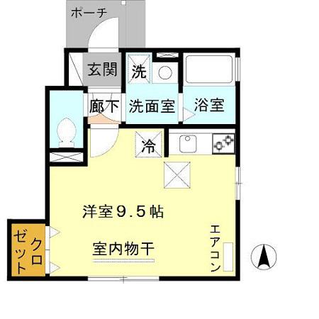 すみれハウス(ワンルーム/1階)の間取り写真