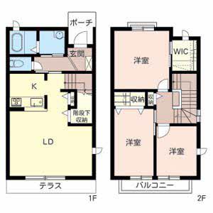 プチウエストIIID・E・F(3LDK/1階)の間取り写真