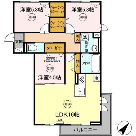 プリメーラ藤原(3LDK/2階)の間取り写真