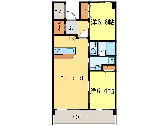 CENTRAL SQUARE イースト COURT(2LDK/5階)の間取り写真