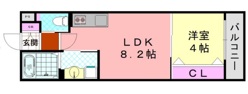 ダン・ル・ボワ鳳東(1LDK/3階)の間取り写真
