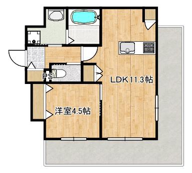 大熊町ヘーベルメゾン(1LDK/1階)の間取り写真