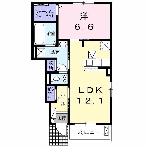 ヴィラ南国 B(1LDK/1階)の間取り写真