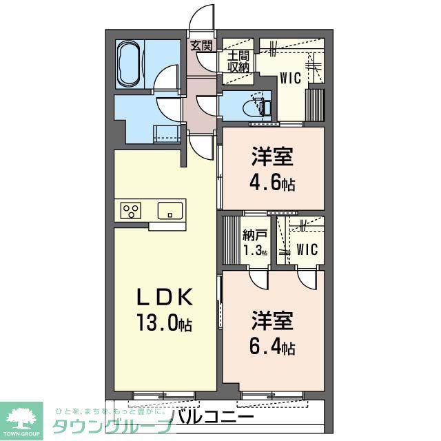 シャンド・フルール(2LDK/2階)の間取り写真