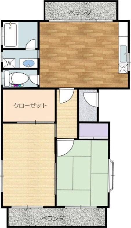 西島ハイツ(2LDK/2階)の間取り写真