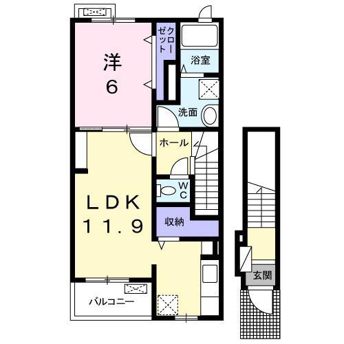 サン フローラMP(1LDK/2階)の間取り写真
