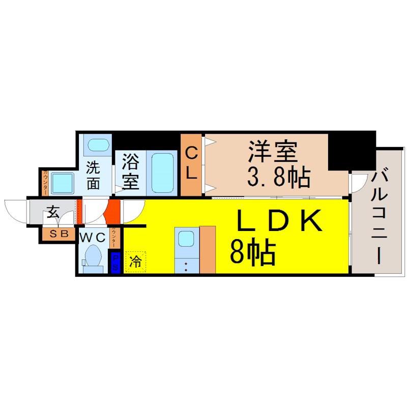 プレサンス名古屋駅ゲート(1LDK/15階)の間取り写真