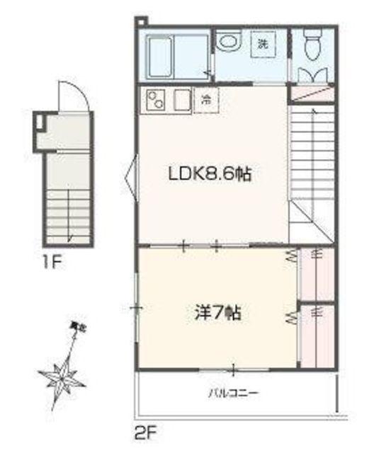 MELLAS荻窪(1LDK/2階)の間取り写真