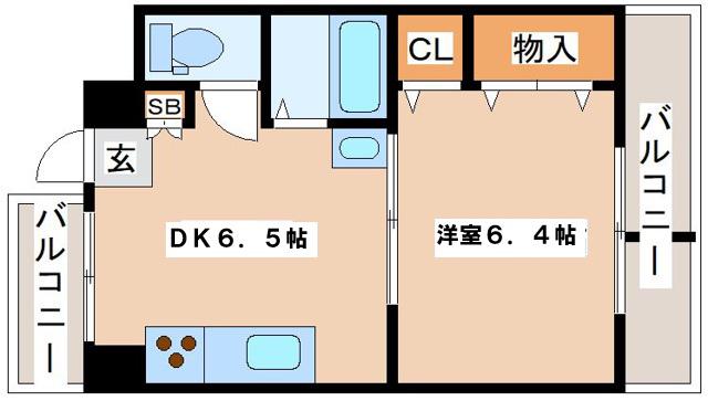 ラ・ルミエール藤井(1DK/4階)の間取り写真