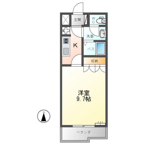 コーポ・ブルースカイ(1K/1階)の間取り写真