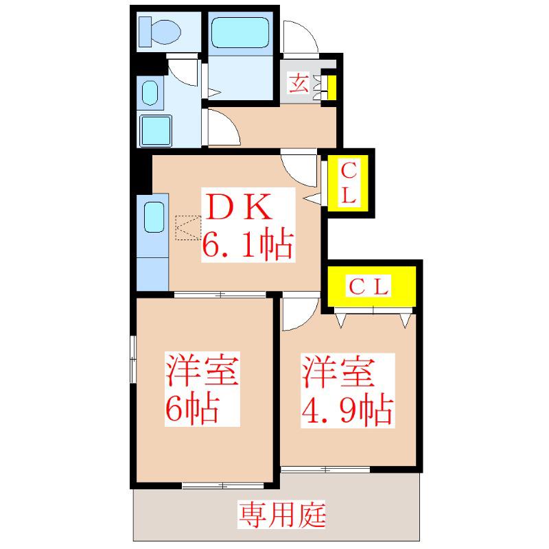 サンリットM・I(2DK/1階)の間取り写真