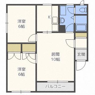 カルテット(2LDK/1階)の間取り写真