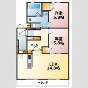 シャトー清城(3LDK/1階)の間取り写真