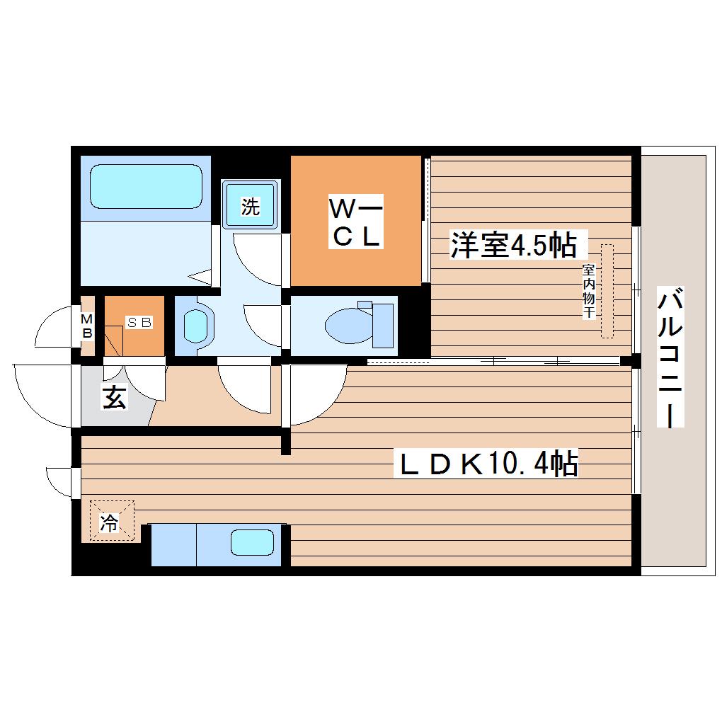 シャテ-ニュ(1LDK/2階)の間取り写真