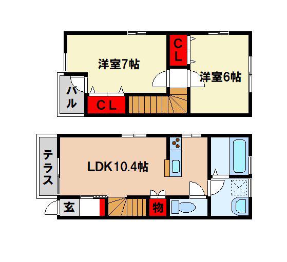 コミュニティ スクエアC(2LDK/1階)の間取り写真