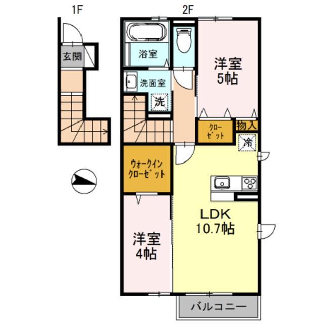 シャルマン井高野(2LDK/2階)の間取り写真
