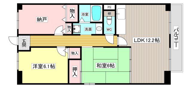 グレンツェント甲東園(2SLDK/2階)の間取り写真