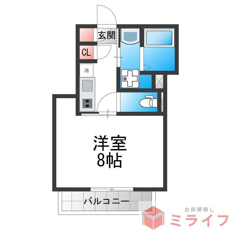 CITY SPIRE美章園(1K/8階)の間取り写真