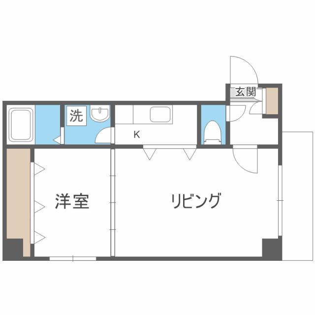 石原ビル(1LDK/4階)の間取り写真