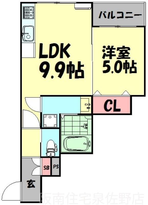 ALIVIO泉佐野(1LDK/1階)の間取り写真