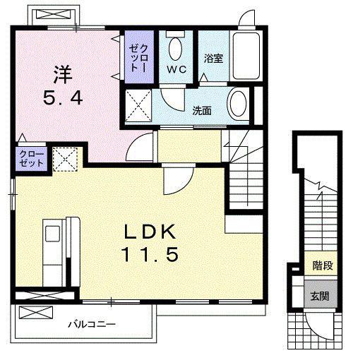 メゾン・サニーインプレス(1LDK/2階)の間取り写真