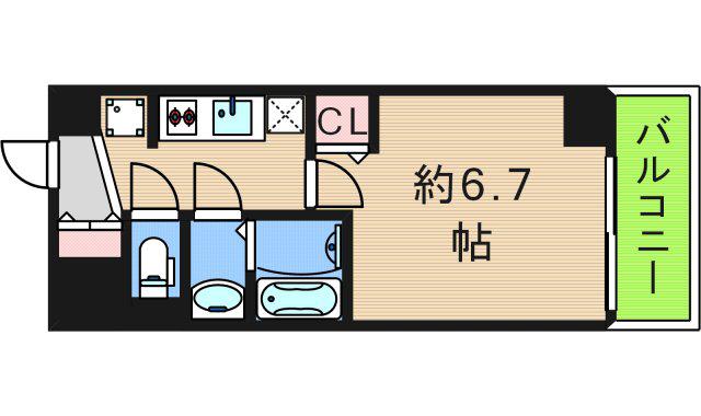 グランエクラ花園町(1K/6階)の間取り写真