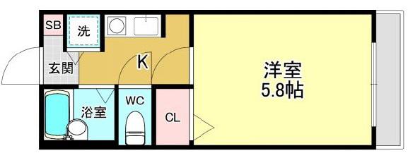 アール江坂(1K/3階)の間取り写真