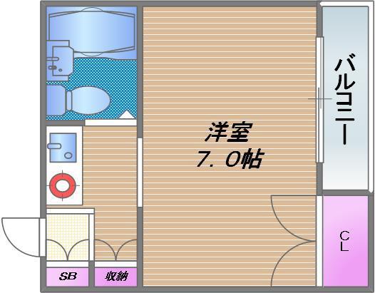 すばる若草(1K/4階)の間取り写真
