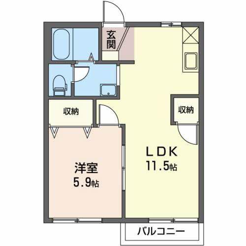 タウニィ牧之郷(1LDK/1階)の間取り写真