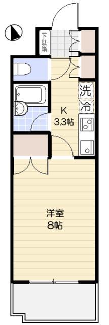 PLATZ中井(1K/2階)の間取り写真