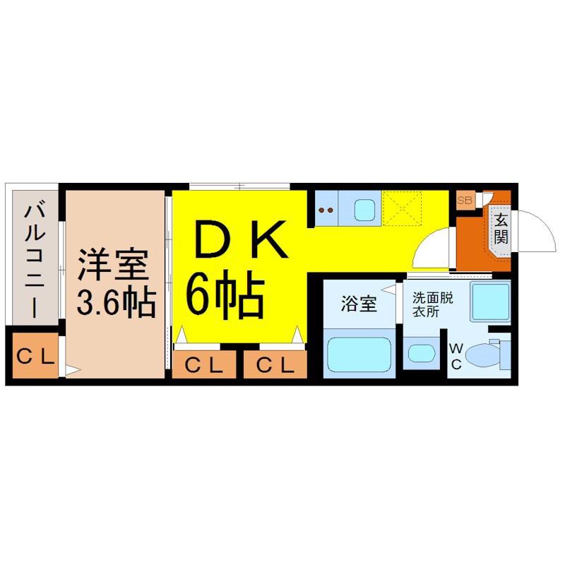 KURA0306鳴海(1DK/1階)の間取り写真