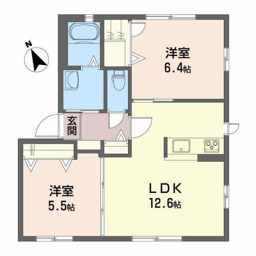 ヴィラージュヌフ VIII棟(2LDK/1階)の間取り写真