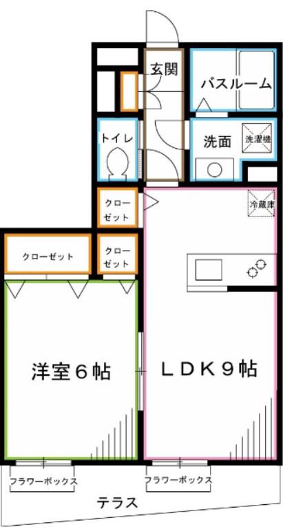 ブライトンテラス荻窪(1LDK/1階)の間取り写真