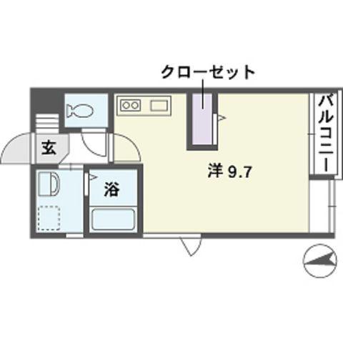 クラージュ田島(1DK/2階)の間取り写真