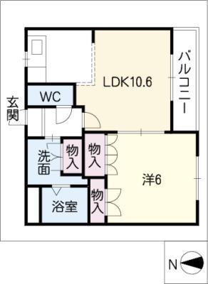 メゾン・ド・ティアラ(1LDK/2階)の間取り写真