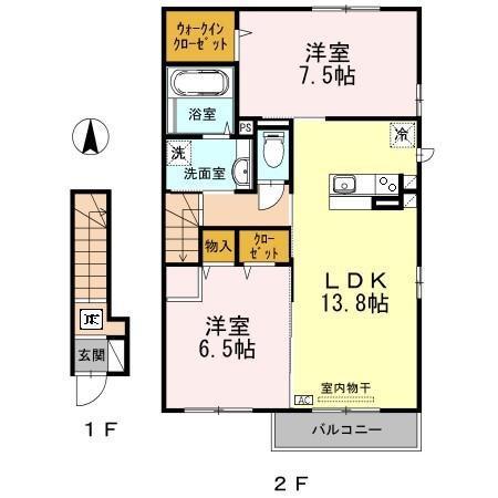 ニューパークサイドヴィラ(2LDK/2階)の間取り写真