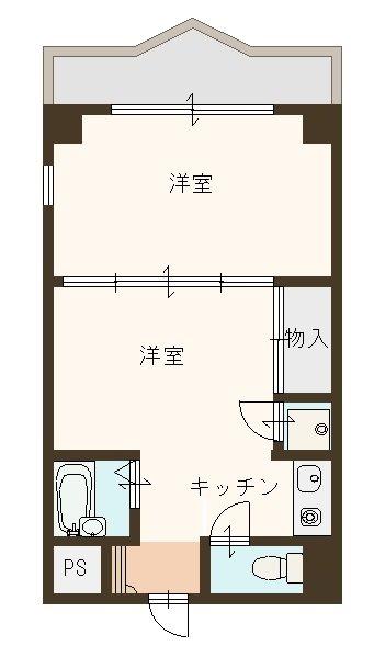 西河原マリーンハイツ(1DK/3階)の間取り写真