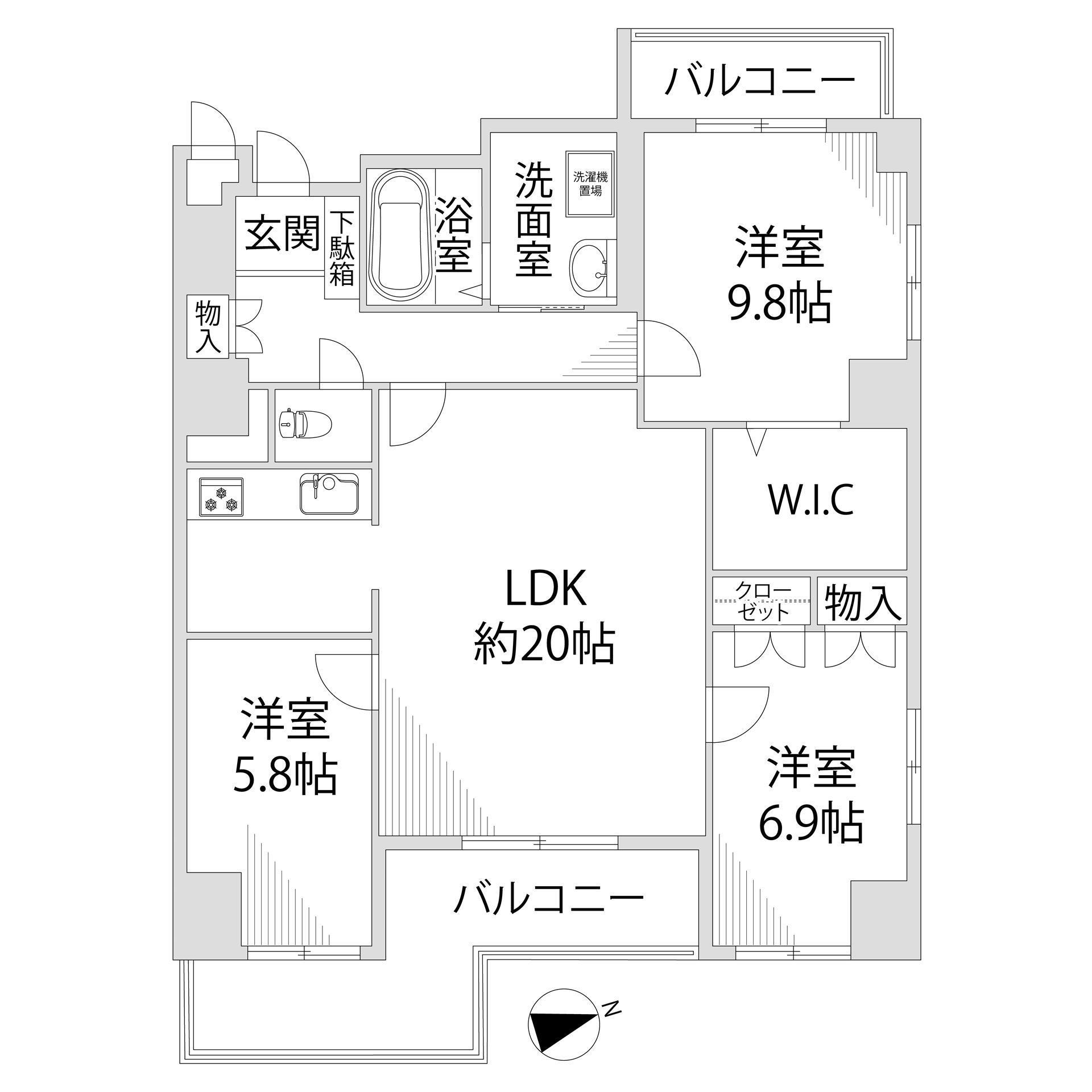 グランドヴュー島本(3LDK/3階)の間取り写真