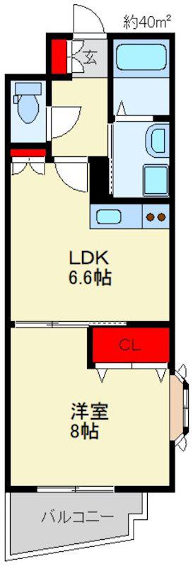 セントフォール新飯塚駅前(1LDK/2階)の間取り写真
