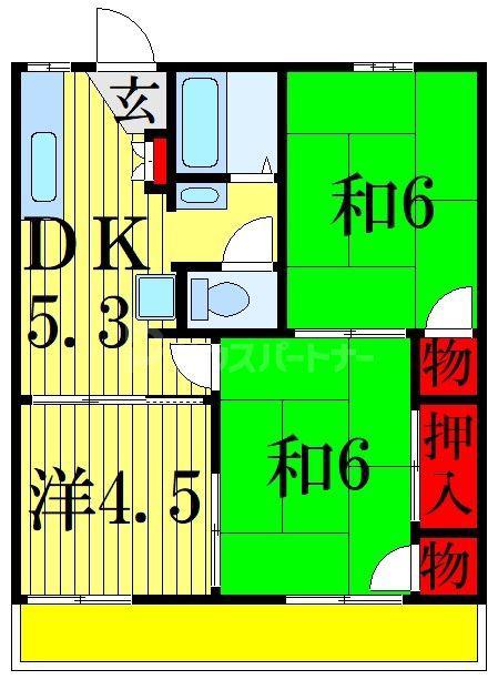 ドルフ石井A棟(3DK/1階)の間取り写真