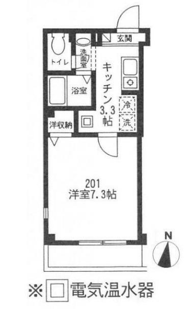 メイプルコート駒沢(1K/2階)の間取り写真