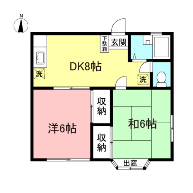 ハイツ光(2DK/1階)の間取り写真